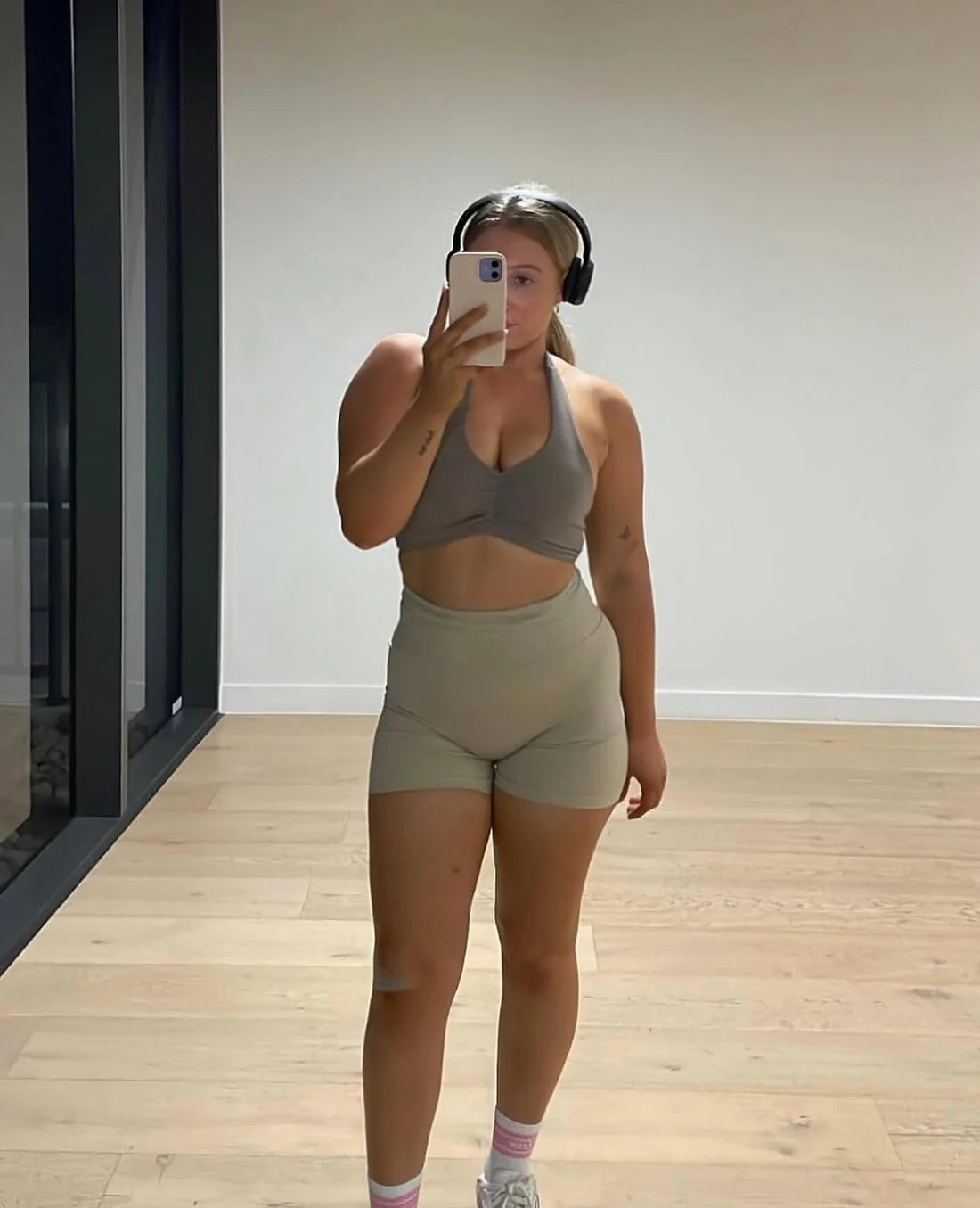 Ruched Halter Sports Bra