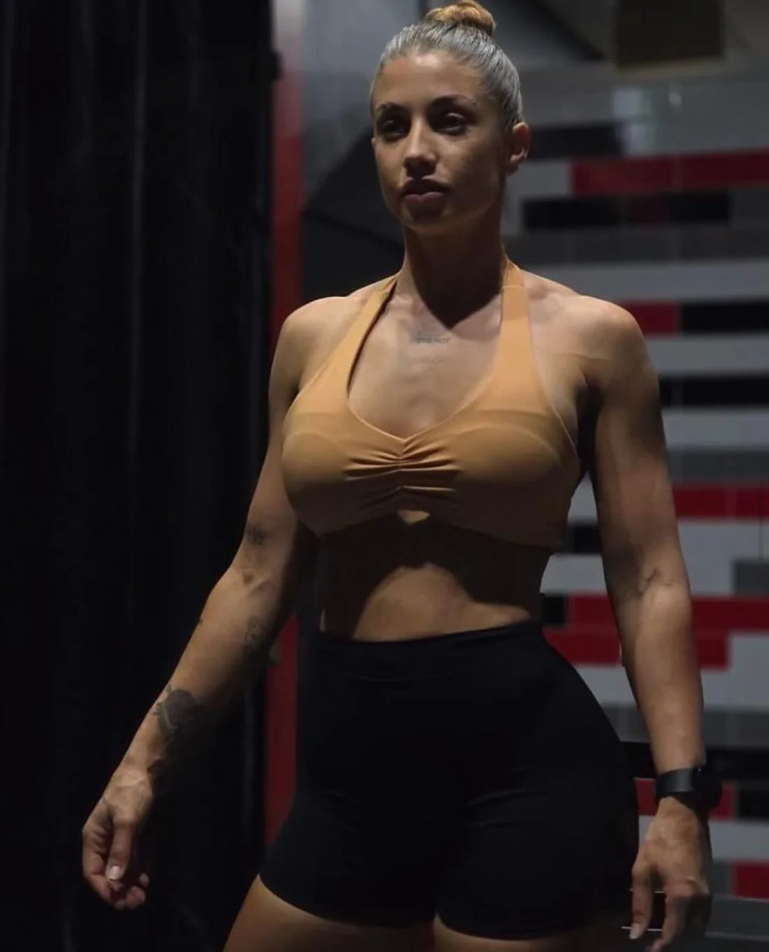 Ruched Halter Sports Bra