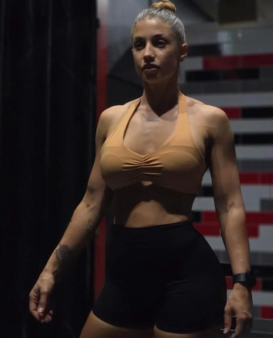 Ruched Halter Sports Bra