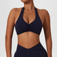 Ruched Halter Sports Bra