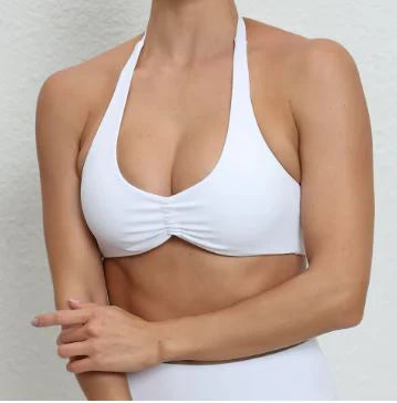 Ruched Halter Sports Bra