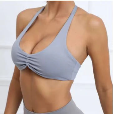 Ruched Halter Sports Bra